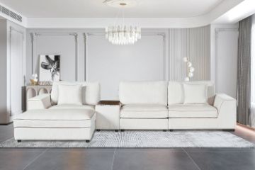 Picture of MIRANDA Modular Sofa with Ottoman & Console Power & USB Ports - Water Resistant