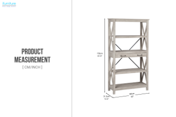Picture of ZALYN 156×84cm 5-Tier Bookcase with 1 Drawer