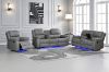 Picture of MARVIN Air Leather Manual Reclining Sofa Range with LED & Console & Wireless Charger (Grey)
