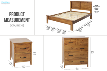 Picture of BAYARD 4PC Solid Pine Wood Bedroom Combo Set