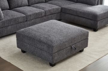 Picture of LIBERTY Premium Chenille Fabric Sectional Sofa (Dark Grey) - Storage Ottoman Only