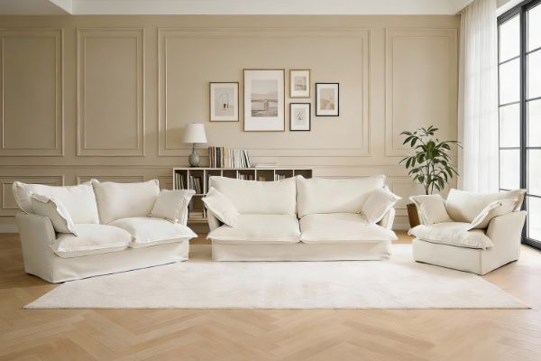 Picture of CAVINAS 3/2/1 Seater Fabric Sofa Range with Removable and Washable Covers (Ivory)