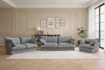 Picture of CAVINAS 3.5/2.5/1.5 Seater Fabric Sofa Range (Grey) - 3.5+2.5+1.5 Sofa Set