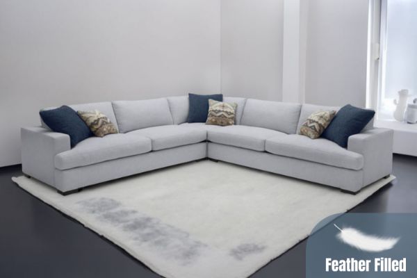Picture of  [FLOOR MODEL CLEARANCE] GOODWIN Feather Filled Sectional Sofa - Dust, Water & Oil resistant (Light Grey)