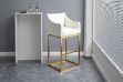 Picture of  [FLOOR MODEL CLEARANCE] HESPER 74 Bar Height Bar Stool  with Arms & Golden Finish Base (White)