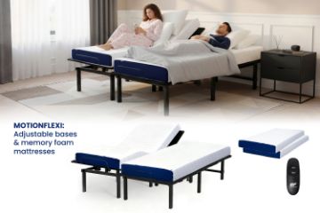 Picture of MOTIONFLEXI Electric Adjustable Bed Base with Memory Foam Mattress Set in Long Single/Queen/Split Super King Size