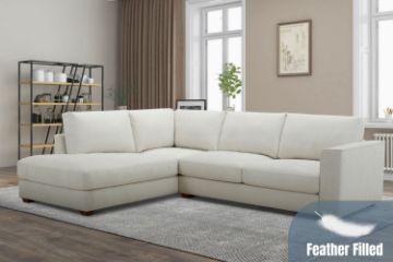 Picture of (FLOOR MODEL CLEARANCE) HEARTLAND Feather Filled Fabric Sectional Sofa - Chaise Facing Right