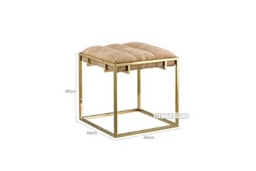 Picture of  [FLOOR MODEL CLEARANCE]  CANARY Gold Frame Velvet Foot Stool (Beige)
