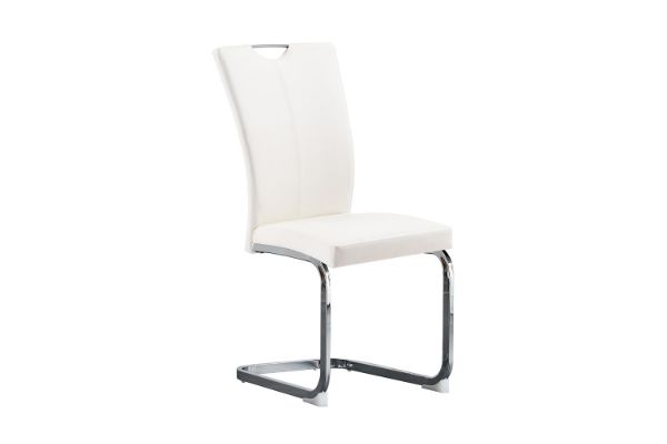 Picture of  [FLOOR MODEL CLEARANCE] EDAN High Back Dining Chair with Chromed Base (Pearl White)