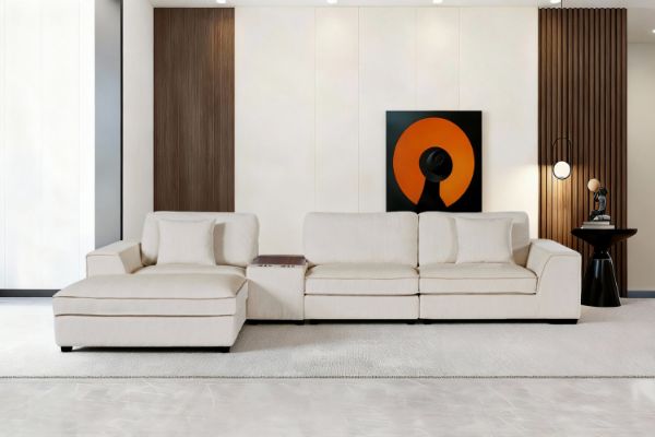 Picture of  [FLOOR MODEL CLEARANCE] MIRANDA Modular Sofa with Ottoman & Console Power & USB Ports - Water Resistant