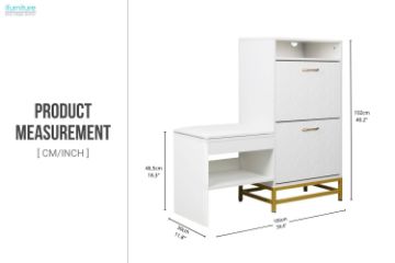 Picture of [FLOOR MODEL CLEARANCE] ZAKI 2-Drawer Shoe Storage Cabinet with Cushioned Seat & LED Lighting