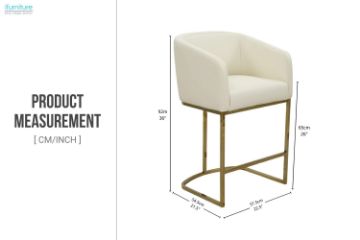 Picture of [FLOOR MODEL CLEARANCE] TRYTON 65 Counter Height Bar Stool with Arms & Golden Finish Base (White) 