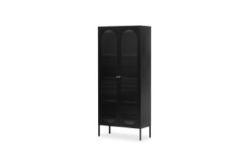 Picture of  [FLOOR MODEL CLEARANCE] STARK Steel Frame 2-Arched Door Accent Glass  Display Cabinet (Black)