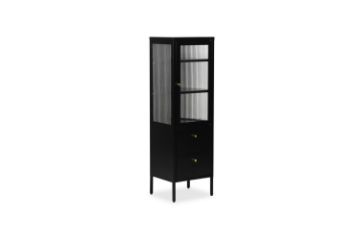 Picture of  [FLOOR MODEL CLEARANCE] STARK Steel Frame 1-Door 2-Drawer Accent Glass Display Cabinet (Black)