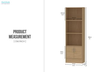 Picture of  [FLOOR MODEL CLEARANCE] MOOK 180x57cm 3-Tier Bookshelf (Light Oak) 