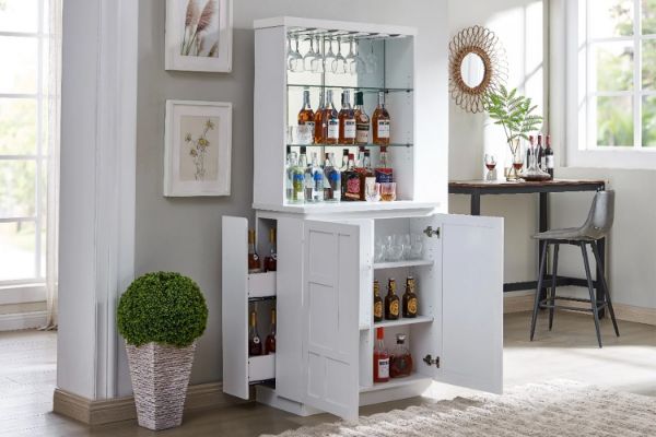 Picture of  [FLOOR MODEL CLEARANCE] GRAMER Home Bar Buffet & Hutch (White) 