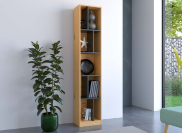Picture of  [FLOOR MODEL CLEARANCE] COLIN 210x43cm Wall System Solution Bookshelf (Oak and Grey)