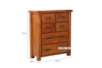 Picture of  [FLOOR MODEL CLEARANCE]  FOUNDATION 6-Drawer Tallboy (Rustic Pine)