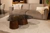 Picture of [FLOOR MODEL CLEARANCE] HUBIE Mango Wood Oval Coffee Table With Marble Top