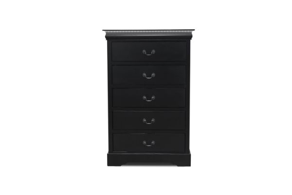 Picture of [FLOOR MODEL CLEARANCE] LOUIS 5-Drawer Hevea Wood Chest with LED  Lighting  (Black)