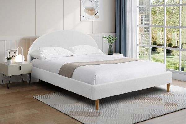 Picture of HOFFMAN Fabric Double Size Bed Frame (Off White) 