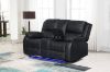 Picture of MARVIN Air Leather Manual Reclining Sofa Range with LED & Console & Wireless Charger (Black)