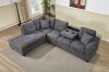 Picture of NEBULA Pro Chenille Fabric Sectional Sofa with Storage Ottoman & Drop-Down Console & USB & Type-C Port (Dark Grey)