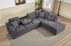 Picture of NEBULA Pro Chenille Fabric Sectional Sofa with Storage Ottoman (Dark Grey) - Chaise Facing Right