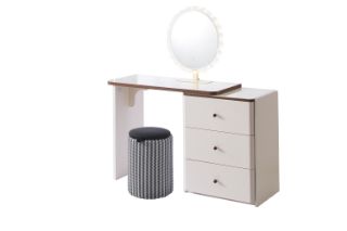 Picture of ELYSIA 3-Drawer Extension Dressing Table with LED Mirror and Makeup Stool Set