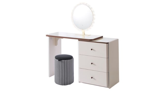 Picture of ELYSIA 3-Drawer Extension Dressing Table with LED Mirror and Makeup Stool Set