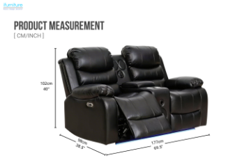 Picture of ORLANDO Air Leather Power Reclining Sofa Range - 2 Seat with Cup Holders & Storage and Bluetooth Speaker (2RRC)