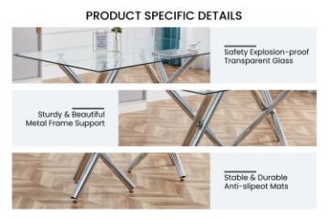 Picture of LUMIX 180 Tempered Glass Top Dining Table