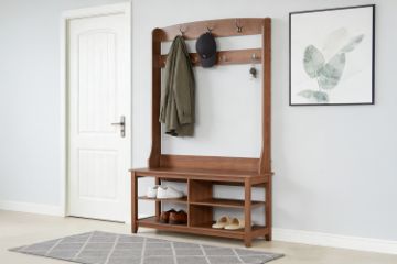 Picture of ELLIS 175 Hall Tree with Shoe Bench, Coat Rack & Shelves