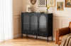 Picture of STARK Steel Frame 110cmx120cm 3-Arched Doors 3-Drawers Glass Display Cabinet (Black)