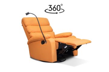 Picture of [FLOOR MODEL CLEARANCE] OLIVIO 360° Swivel Manual Recliner Lounge Chair With Mobile Holder (Orange)
