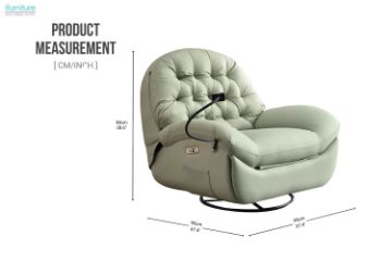 Picture of  [FLOOR MODEL CLEARANCE] BAVA 360° Swivel Power Recliner Lounge Chair with Mobile Holder (Mint Green)