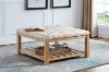 Picture of  [FLOOR MODEL CLEARANCE] MARCEL Solid Wood Tufted Ottoman/Coffee Table with Shelf 