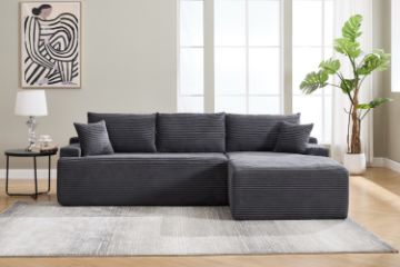 Picture of ASHFORD Fabric Sectional Compressed Sofa (Grey)