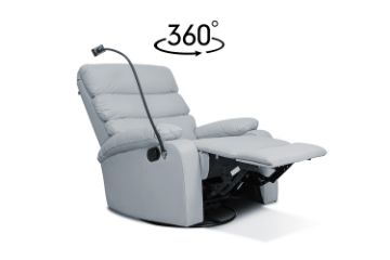 Picture of  [FLOOR MODEL CLEARANCE] OLIVIO 360° Swivel Manual Recliner Lounge Chair With Mobile Holder (Grey) 