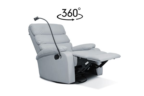 Picture of  [FLOOR MODEL CLEARANCE] OLIVIO 360° Swivel Manual Recliner Lounge Chair With Mobile Holder (Grey) 