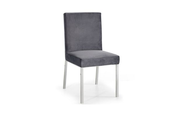 Picture of [FLOOR MODEL CLEARANCE] MARCANO Velvet Dining Chair with Silver Stainless Steel Frame (Grey)
