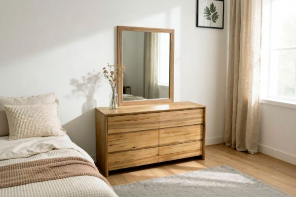 Picture of BRITTON 6-Drawer Australian Marri Hardwood Dresser with Mirror