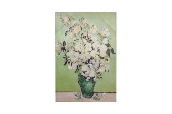 Picture of 367-002 Hand-Finished Decorative Wall Art (80×120cm) - Still Life: Vase with Pink Roses (1890) by Vincent van Gogh