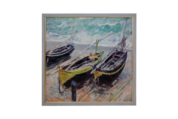 Picture of 367-007 Hand-Finished Decorative Wall Art (70×70cm) - Three Fishing Boats (1886) by Claude Monet