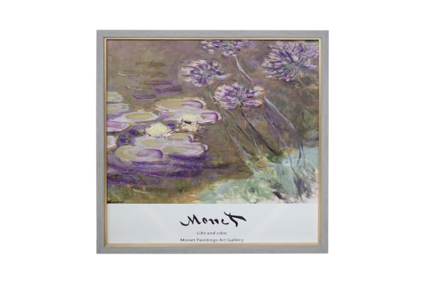 Picture of 367-008 Hand-Finished Decorative Wall Art (70×70cm) - Water Lilies and Agapanthus (1923) by Claude Monet 