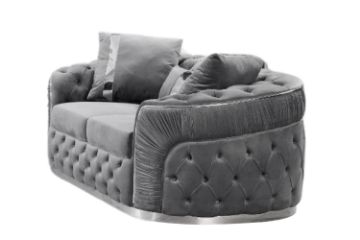 Picture of  [FLOOR MODEL CLEARANCE] PIEDMONT - 2 Seater  Chesterfield Velvet Sofa (Grey)