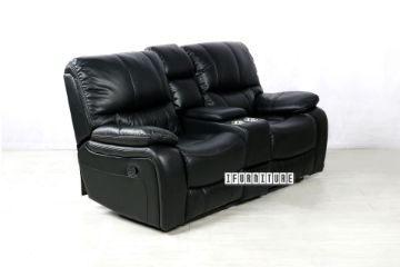 Picture of  [FLOOR MODEL CLEARANCE]  PASADENA 2RRC Reclining Sofa (Black) - 2 Seat with Storage Console & Drawer & LED Light