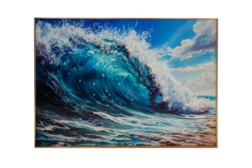 Picture of 357-002 Decorative Wall Art with Golden Frame (80×60cm) - Waves