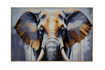 Picture of 357-008 Decorative Wall Art with Golden Frame (90x60cm) - Elephant