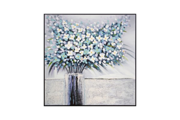 Picture of 389-007 Hand Oil Painting Canvas Wall Art with Black Frame (80x80CM) - Bouquet
